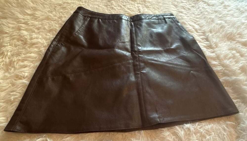 Jun & Ivy Francesca's Vista Vegan Leather Mini Skirt in Brown